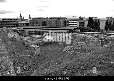 Roman Theatre Black And White At Mainz / Rhine Stock Photo
