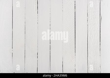 White wood background of rustic rough wooden planks cobbled together bright painted Stock Photo