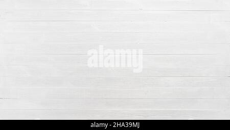Wide white wood texture background. Painted wooden table pattern top view. Stock Photo