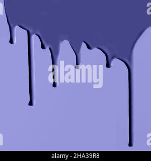 Pouring paint. Creative pattern with copy space. Trendy color very peri in the 2022 Year. Stock Photo