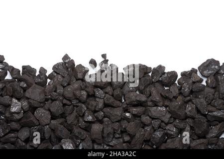 Black coal border frame isolated on white background top view Stock Photo