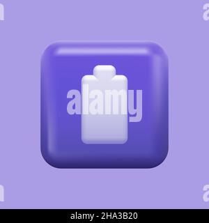 Battery Charging Icon. Purple 3D App Button. Vector illustration Stock Vector