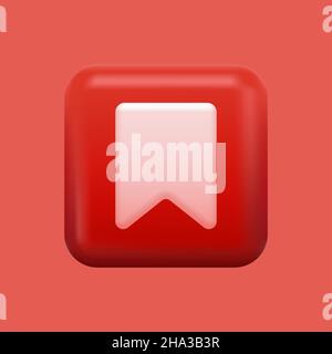 Bookmark Icon. Red Isolated 3D Object. Vector illustration Stock Vector