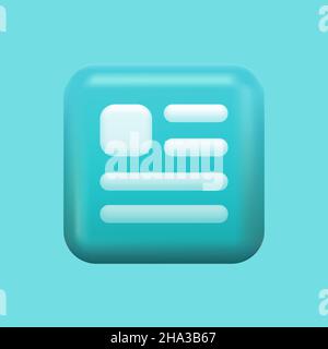 Documents Blue 3D Icon. Word App Button. Vector illustration Stock Vector