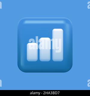 Chart 3D Icon. Blue Isolated Graph Button. Vector illustration Stock Vector