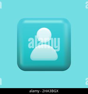 Person Profile Icon. Blue 3D Square Button. Vector illustration Stock Vector