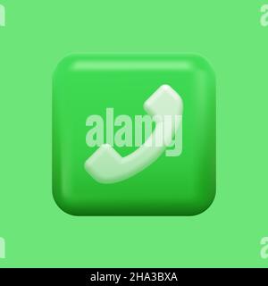 Green Call Icon. 3D Isolated Phone Button. Vector illustration Stock ...