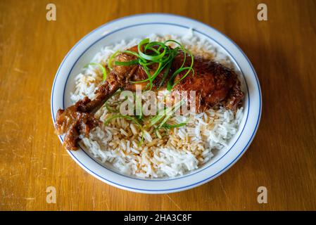 Chicken Adobo With Rice Stock Photo