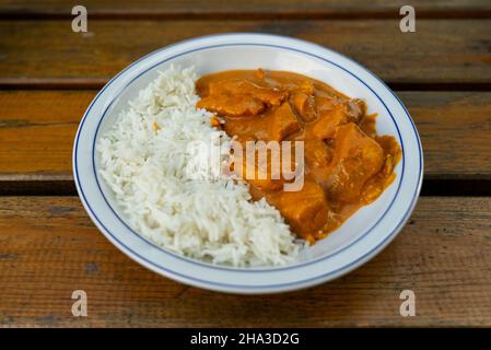 Chicken Curry With Rice Stock Photo