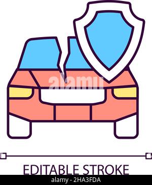 Car damage insurance RGB color icon Stock Vector