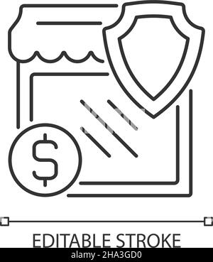 Small business insurance linear icon Stock Vector