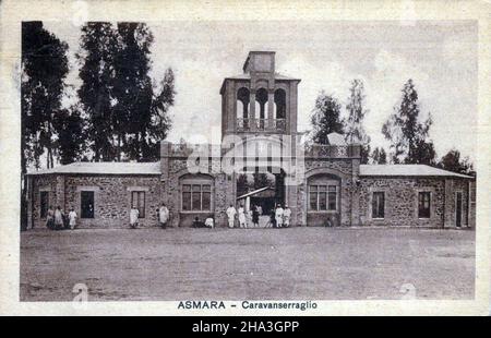 Historical postcard of Italian Eritrea Stock Photo