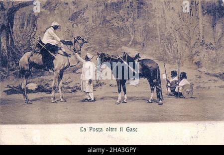 Historical postcard of Italian Eritrea (1909) Stock Photo