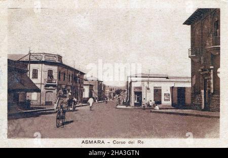 Historical postcard of Italian Eritrea (1939) Stock Photo