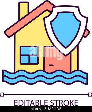 Flood insurance RGB color icon Stock Vector