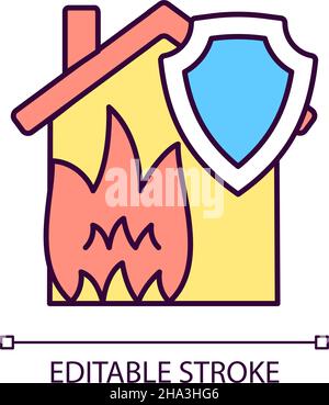 Fire home insurance RGB color icon Stock Vector