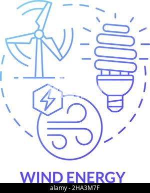 Wind energy blue gradient concept icon Stock Vector