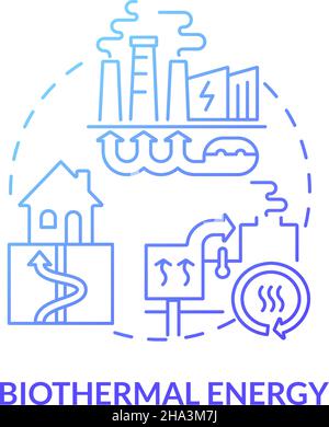 Biothermal energy blue gradient concept icon Stock Vector
