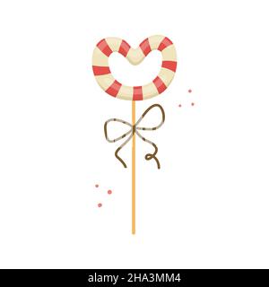 Vector illustration of a heart-shaped lollipop for Valentine's Day. Stock Vector