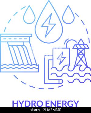 Hydro energy blue gradient concept icon Stock Vector