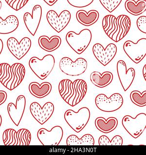Vector seamless pattern with hearts for Valentine's day. Stock Vector