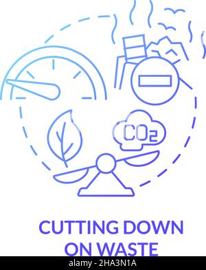 Cutting down on waste blue gradient concept icon Stock Vector