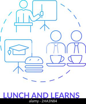 Education during lunch concept icon Stock Vector