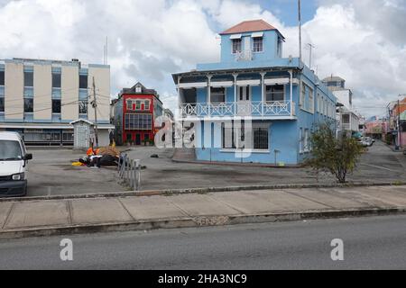 Traditional residential street in Bridgetown, Barbados Stock Photo