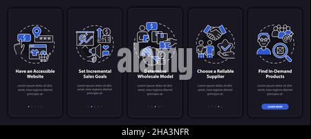 Distribution startup tips onboarding mobile app page screen Stock Vector