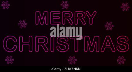 Merry Christmas vector background design with neon effect. Stock Vector