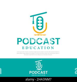 Simple design vector line education podcast logo.templates,symbols,icons Stock Vector
