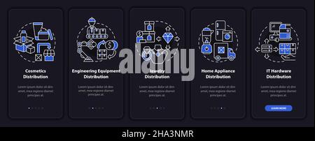 Choosing goods for distribution tips onboarding mobile app page screen Stock Vector