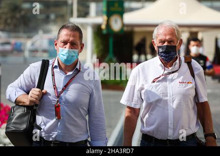 Yas Island, United Arab Emirates. 10th Dec, 2021. VERSTAPPEN Jos, father of Max, MARKO Helmut (aut), DriversaÂ¤aÂ&#x84;Â¢ Manager of Red Bull Racing, portrait during the Formula 1 Etihad Airways Abu Dhabi Grand Prix 2021, 22th round of the 2021 FIA Formula One World Championship from December 10 to 12, 2021 on the Yas Marina Circuit, in Yas Island, Abu Dhabi - Photo: Antonin Vincent/DPPI/LiveMedia Credit: Independent Photo Agency/Alamy Live News Stock Photo