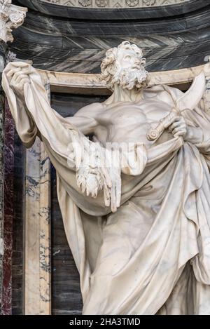 Close-up on marble sculpture of ancient greek god holding a dagger Stock Photo