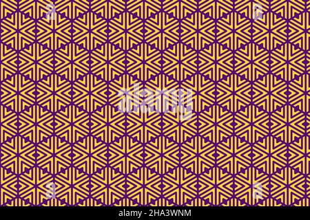 Purple hexagons pattern in a yellow background Stock Photo