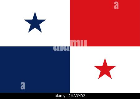 National Flag Republic of Panama, Divided into four rectangles, going clockwise, each quadrant contains a blue star, a red rectangle, a red star, and Stock Vector