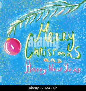 merry christmas and happy new year greeting card Stock Vector