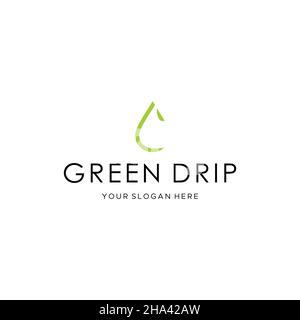 Flat colorful GREEN DRIP splash Logo design Stock Vector