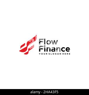 Flat colorful FLOW FINANCE chest logo design Stock Vector