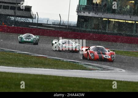 Leading a trio of Lola T70's through the rain, Chris Beighton, Simon Hadfield, Lola T70 MK3B,Yokohama Trophy for Masters Historic Sports Cars, an even Stock Photo