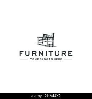 Minimalist FURNITURE chair silhouette logo design Stock Vector