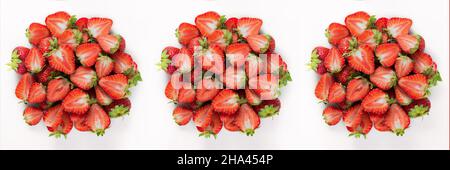 bunch of ripe strawberries isolated on white background Stock Photo
