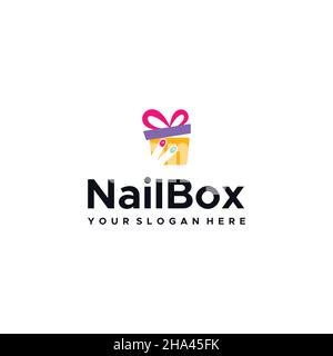 Modern NAIL BOX colorful package logo design Stock Vector
