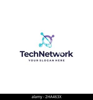 Modern flat colorful TECHNETWORK logo design Stock Vector