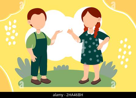 Little boy and girl Stock Vector