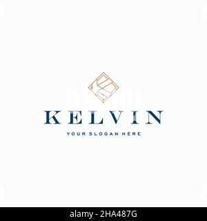 Flat letter mark initial K KELVIN logo design Stock Vector