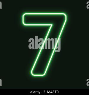 Neon number Seven symbol neon sign vector. vector illustration. Stock Vector