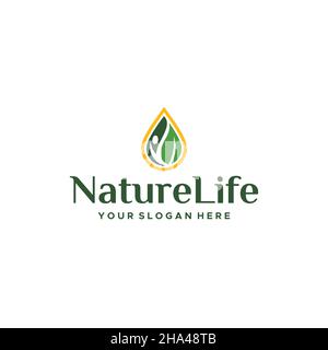 Modern colorful NATURE LIFE leaves logo design Stock Vector
