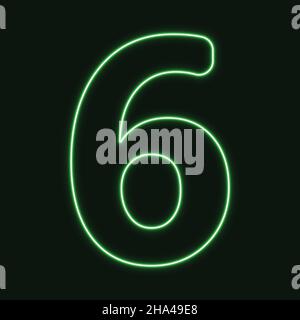 Neon number Six symbol neon sign vector. vector illustration. Stock Vector