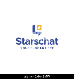 Modern Flat colorful STARSCHAT logo design Stock Vector